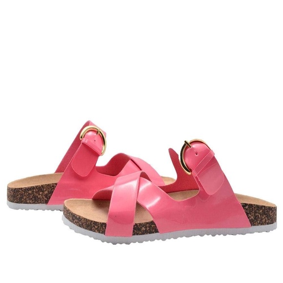 Vía Rosa Footbed Sandal Slip On Cross Straps New - Picture 2 of 16